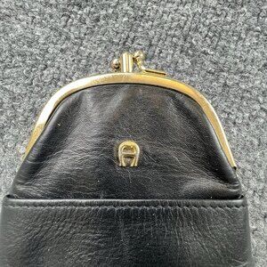 Vintage Etienne Aigner Double Eyeglass Case Black Leather Gold Kisslock